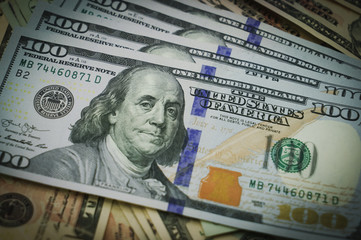Dollar currency, American Dollars Cash Money with president portraits.