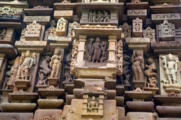 Close up genre stone carving in Lakshman Temple