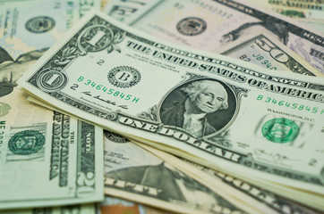 Dollar currency, American Dollars Cash Money with president portraits.