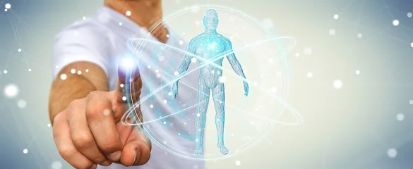 Foto op Plexiglas Businessman using digital x-ray human body scan interface 3D rendering © sdecoret