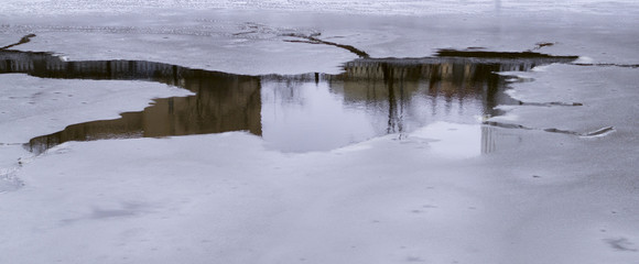 melting ice in the river. background, texture.