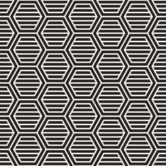 Vector seamless stripes pattern. Modern stylish texture with monochrome trellis. Repeating geometric hexagonal grid. Simple lattice design.