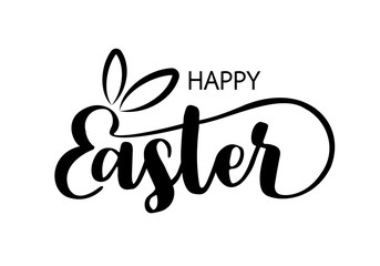 Happy Easter. Hand lettering and custom typography for your designs: t-shirts, bags, posters, invitations, cards, etc. Hand drawn typography. Vector illustration isolated on white background.