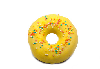 yellow donut isolated on the white background