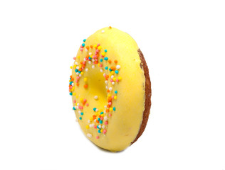 yellow donut isolated on the white background