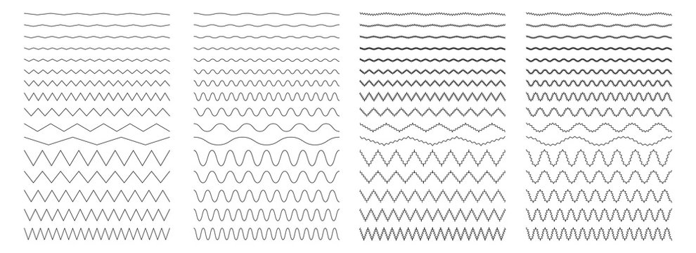 Set Of Wavy, Zigzag, Sinuous Horizontal Lines