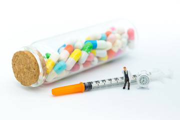 Miniature people: Annual Health Check with the doctor. Image use for Health check concept.