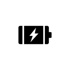 Full Charge Battery. Flat Vector Icon. Simple black symbol on white background