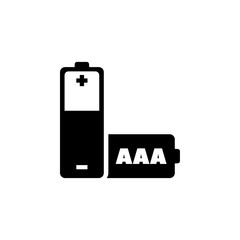 AAA Battery. Flat Vector Icon. Simple black symbol on white background