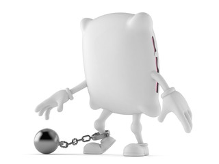Fototapeta premium Pillow character with prison ball