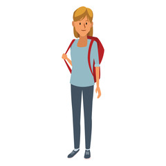 Young female student cartoon vector illustration graphic design