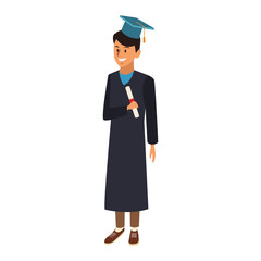 Young man student with graduation gown vector illustration graphic design