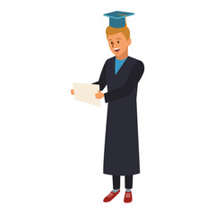Young man student with graduation gown vector illustration graphic design
