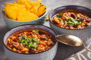 Chili con carne, traditional mexican food.