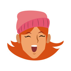 Young woman face cartoon vector illustration graphic design