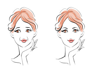 ほうれい線セルフケア　ルーズヘア