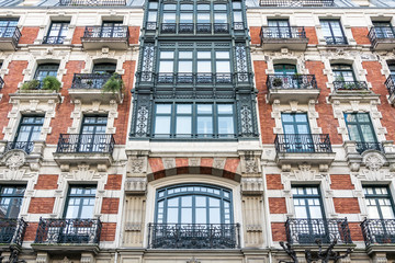facade of Classical and elegant architecture buildings in Spain
