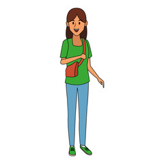 Young female student cartoon vector illustration graphic design