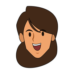 Young woman face cartoon vector illustration graphic design