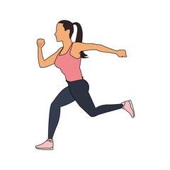 Fitness woman running cartoon vector illustration graphic design
