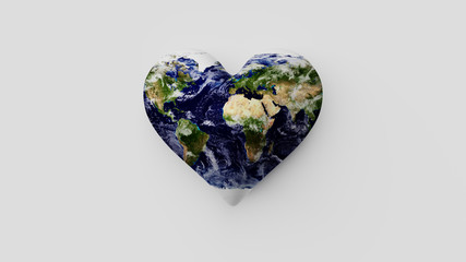 Corazón planeta Tierra. 3D © chocoflin