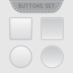 White 3d buttons. Square and round blank buttons