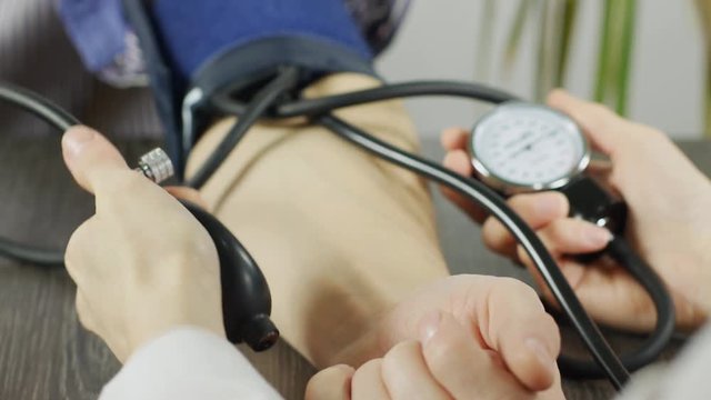 Closeup of Blood Pressure Measuring. 