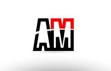 Fototapeta premium black white alphabet letter am a m logo icon design