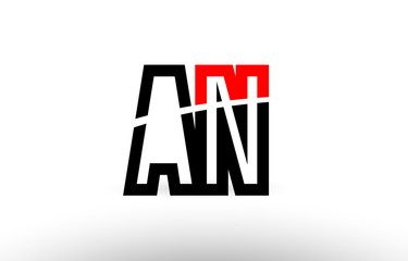 black white alphabet letter an a n logo icon design