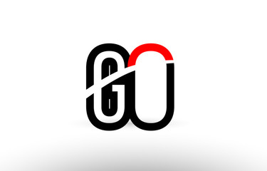 black white alphabet letter go g o logo icon design