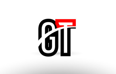 black white alphabet letter gt g t logo icon design