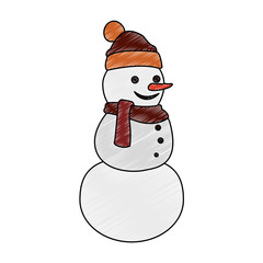 Snowman with scarf and hat cartoon vector illustration graphic design