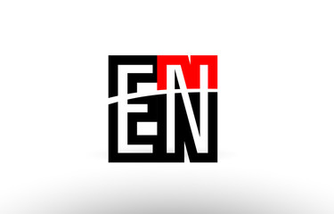 black white alphabet letter en e n logo icon design