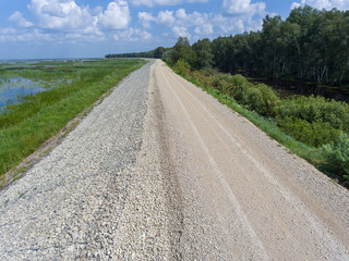 Protective dam against flooding around the lake..