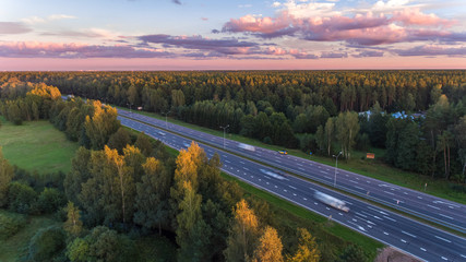 Obraz premium Bridge, viaduct, motorway view from above..