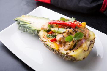 Chicken with pineapple asian dish