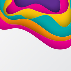 Paper art 3D abstract background with origami shapes. Paper waves, layers texture. Geometric design layout