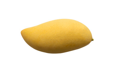Ripe sweet beautiful mango on white background, isolated picture with clipping path