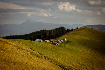 Mountain valley village landscape