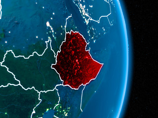 Ethiopia in red at night