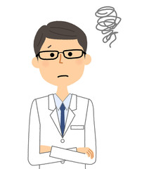 白衣の男性　困る