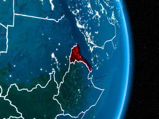 Eritrea in red at night