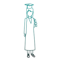 Young woman student with graduation gown vector illustration graphic design