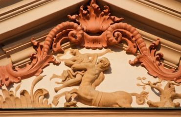Fototapeta na wymiar Part of the Facade of the building. Prague, Czech Republic