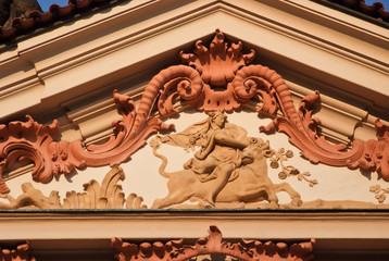 Part of the Facade of the building. Prague, Czech Republic