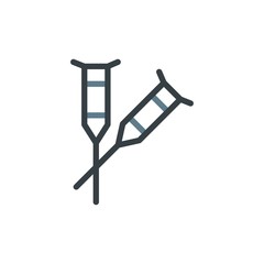 crutches flat vector icon. Modern simple isolated sign. Pixel perfect vector  illustration for logo, website, mobile app and other designs