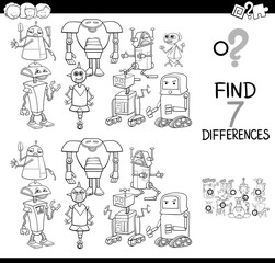 differences game with robots coloring book