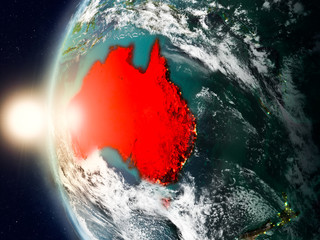 Australia during sunset on Earth