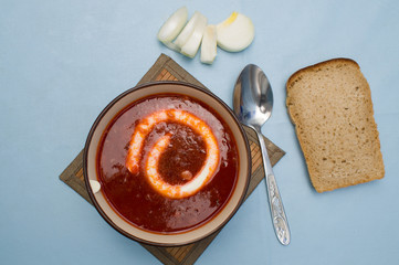 bowl of beet root soup borsch