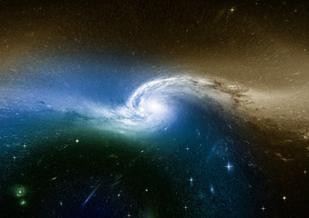 Stars, dust and gas nebula in a far galaxy